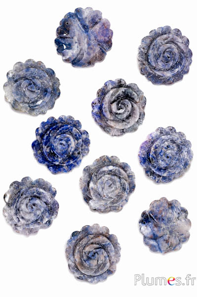 Anhänger aus Naturstein Blume - Ø 40 mm - blau-grau